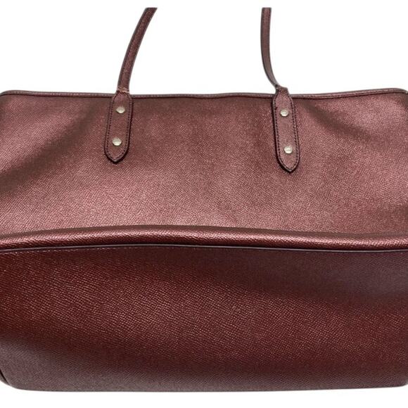 Coach Metallic Burgundy City Tote Women's Bag - Picture 12 of 12